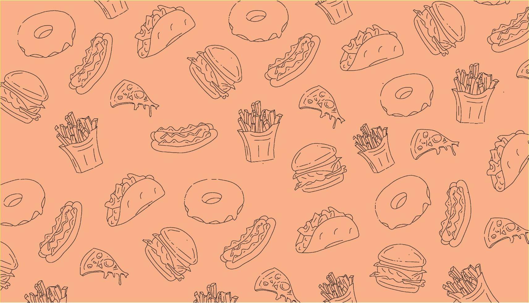 Ilustración de vector de fondo transparente de comida rápida, fondo de menú de restaurante simple