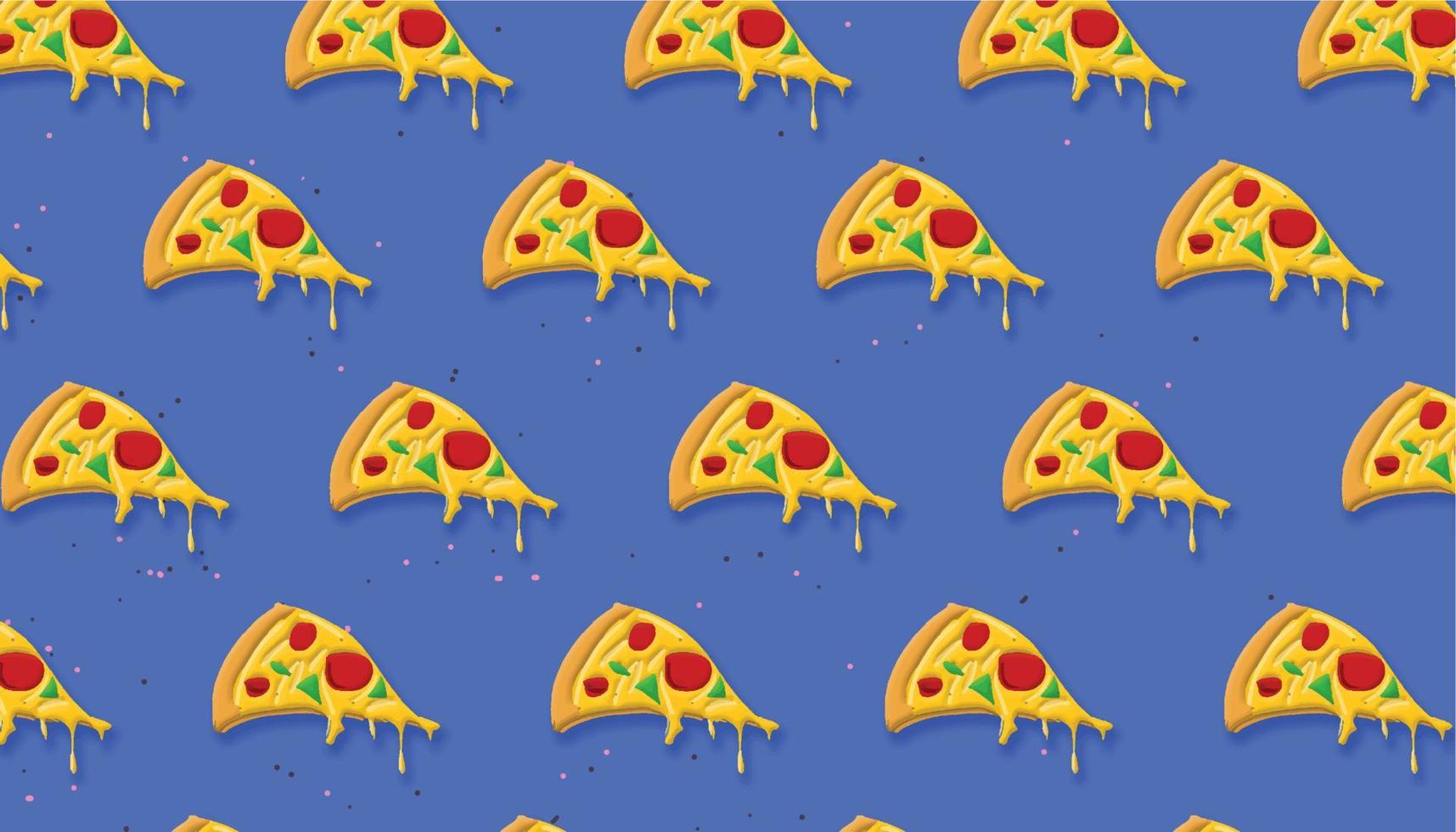 Repeated slice of pizza with a blue background vector