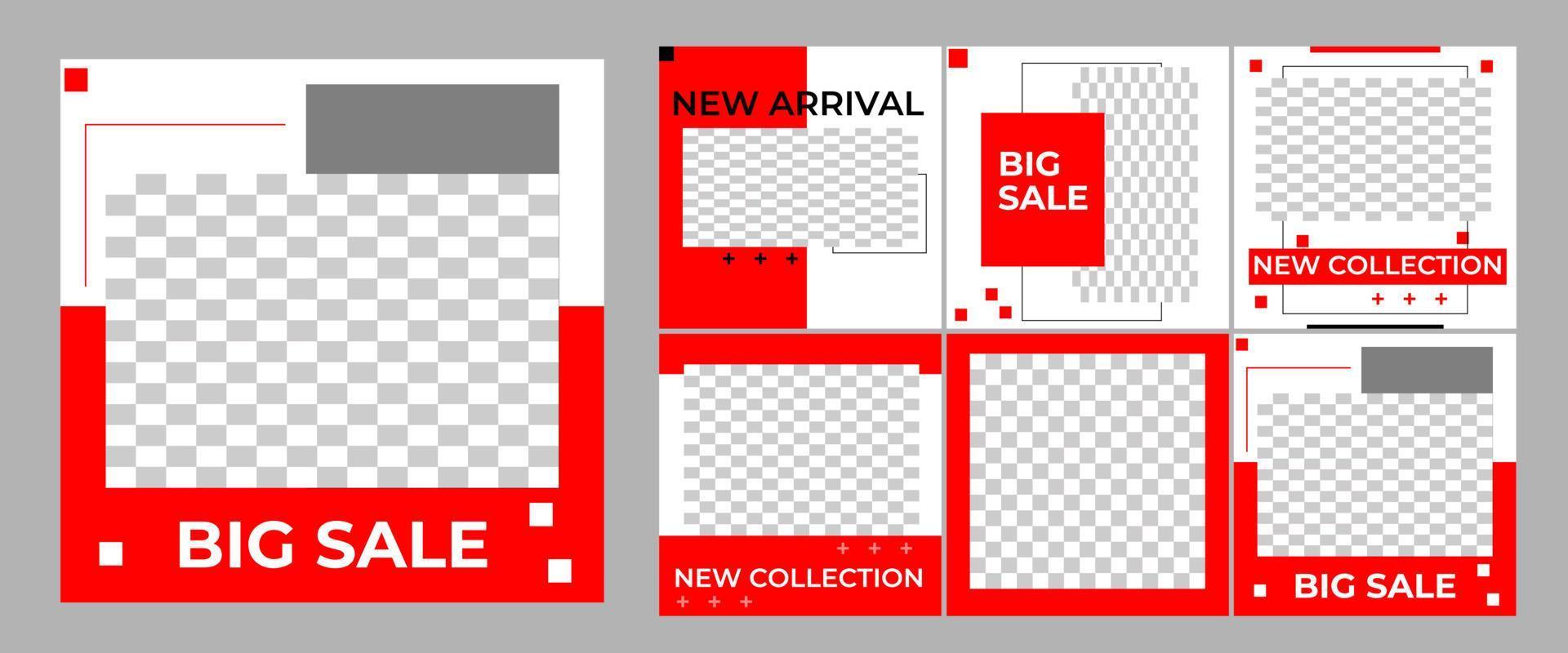 Social media template set bundle vector