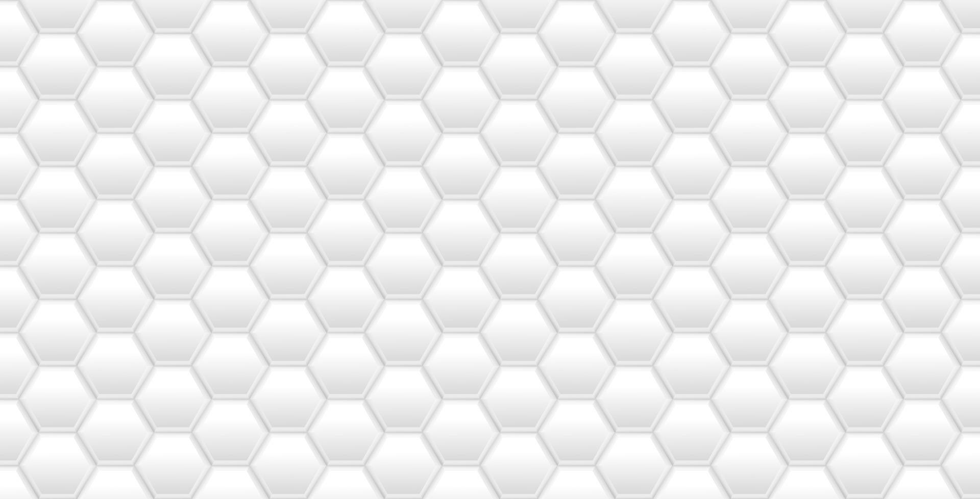 Subway tile pattern. Metro white hexagon ceramic bricks background. Vector realistic illustration.
