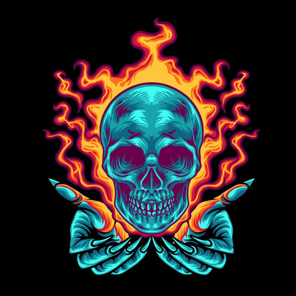 Burning Hands and Skull vector