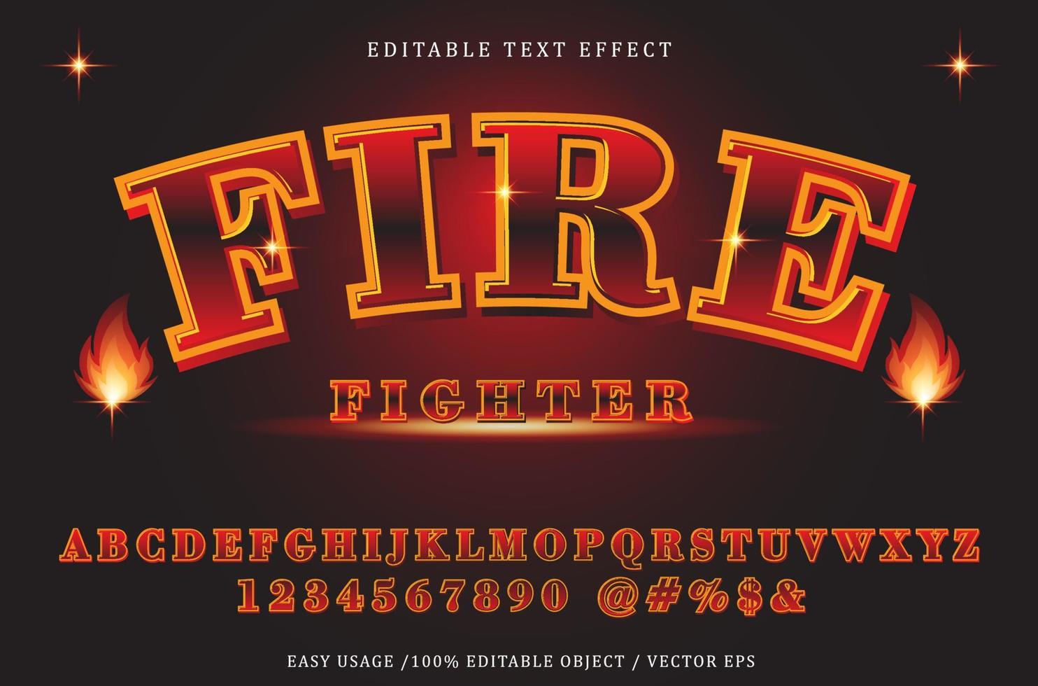 Fire fighter text effect vector