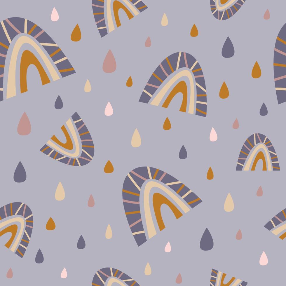 Rainbows and raindrops abstract seamless pattern. Colorful design for nursery decoration or textile for children vector