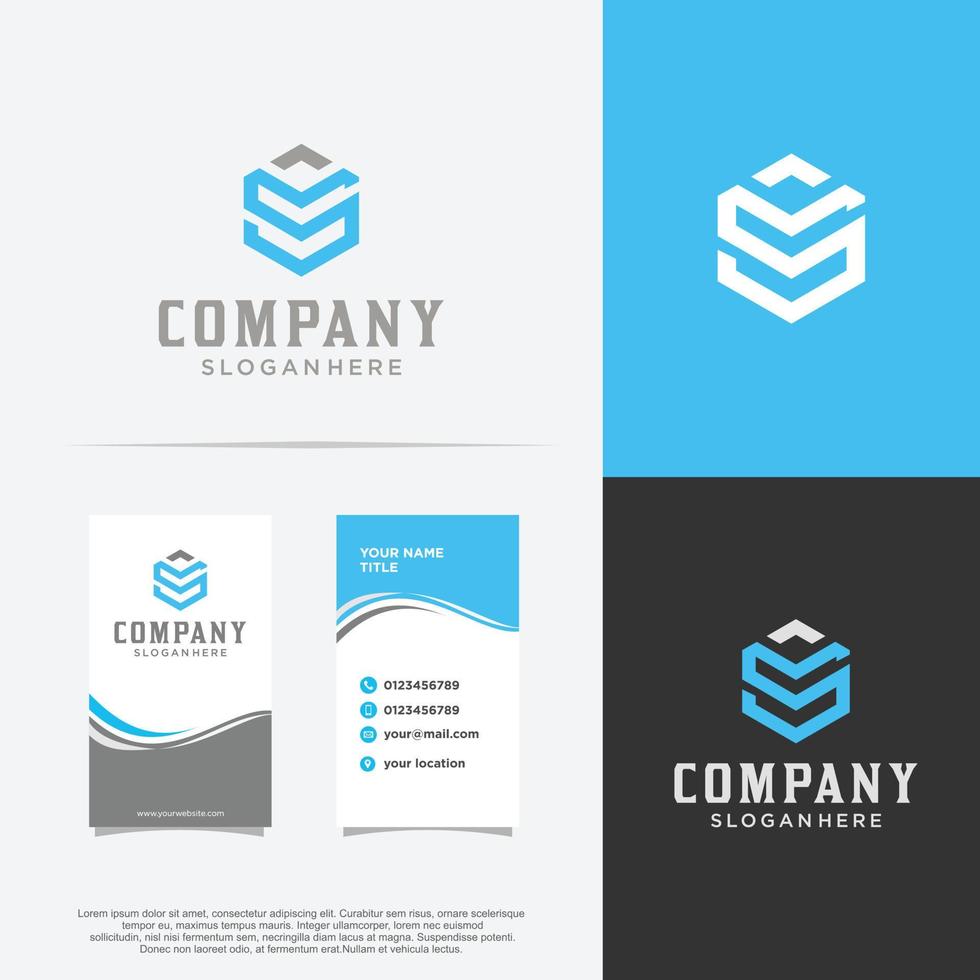 Hexagon Letter S Logo Design Outline Linear style industrial. Cube Initial S Logo Design Template Abstract.Logo and Business Card Design vector