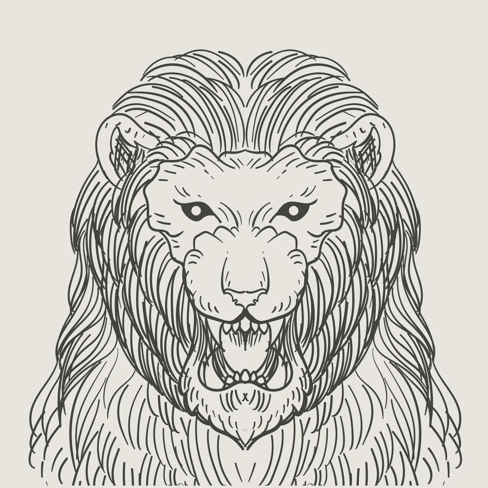 illustration vintage lion engraving style vector