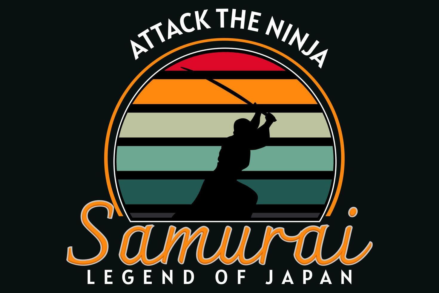 samurai legend of japan retro design vector