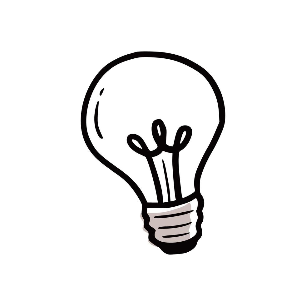 Lamp bulb element. Doodle sketch vector