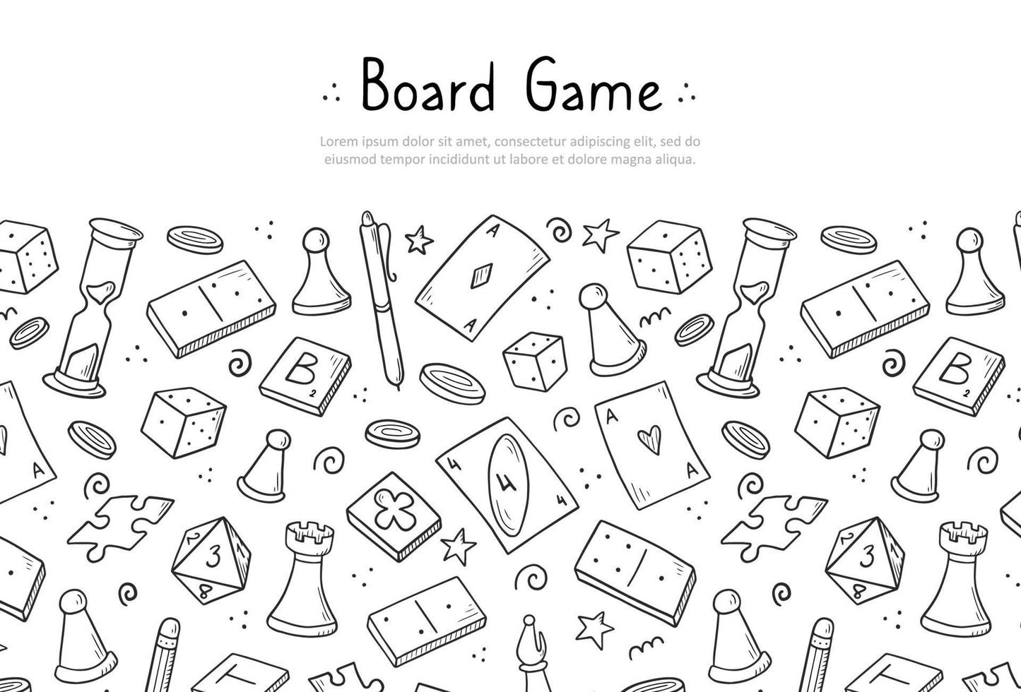 Hand drawn banner template of board game vector