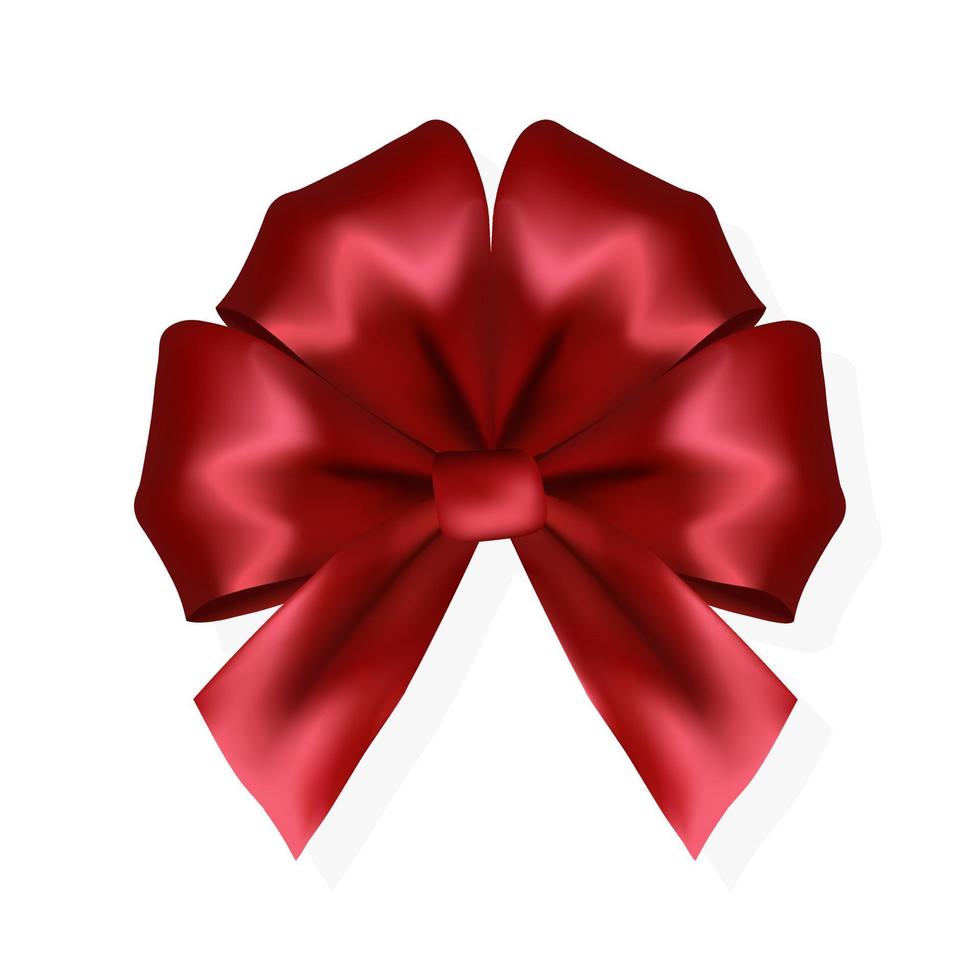 Volumetric decorative red bow Christmas and happy new year symbol vector