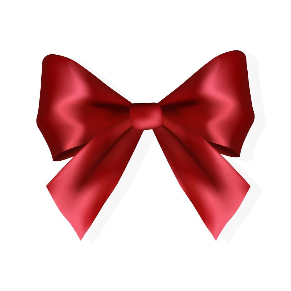 Volumetric decorative red bow Christmas and happy new year symbol vector