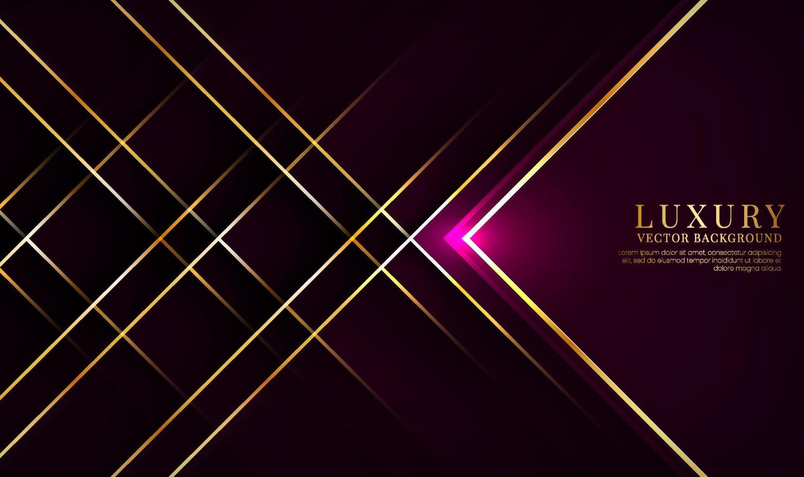 3D purple luxury abstract background, overlap layers on dark space with golden lines effect decoration. Modern template element future style for flyer, banner, cover, brochure, or landing page vector