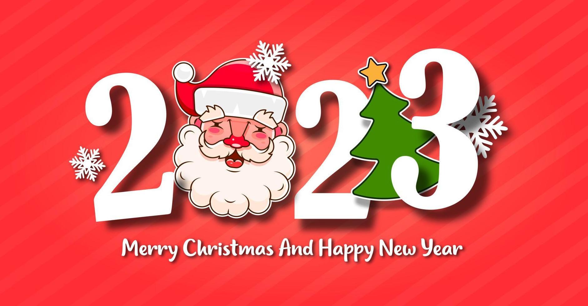 Te deseo una feliz navidad y próspero año nuevo fondo vintage con tipografía. 2023 vector