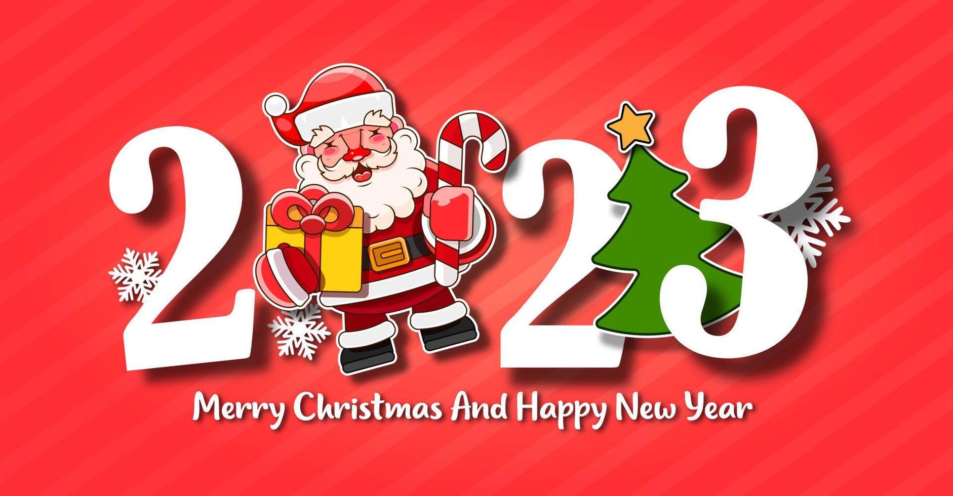 I Wish You A Merry Christmas And Happy New Year Vintage Background With Typography. 2023 vector
