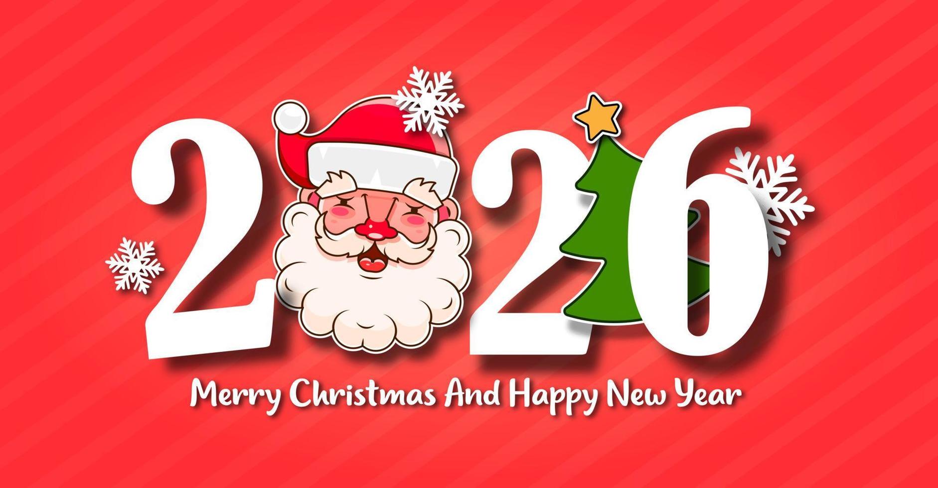 I Wish You A Merry Christmas And Happy New Year Vintage Background With Typography. 2026 vector