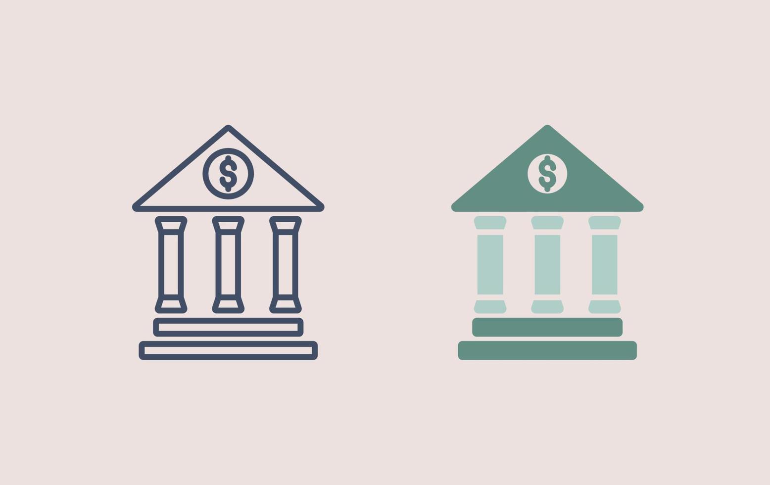 Bank Icon Outline and Solid Style vector