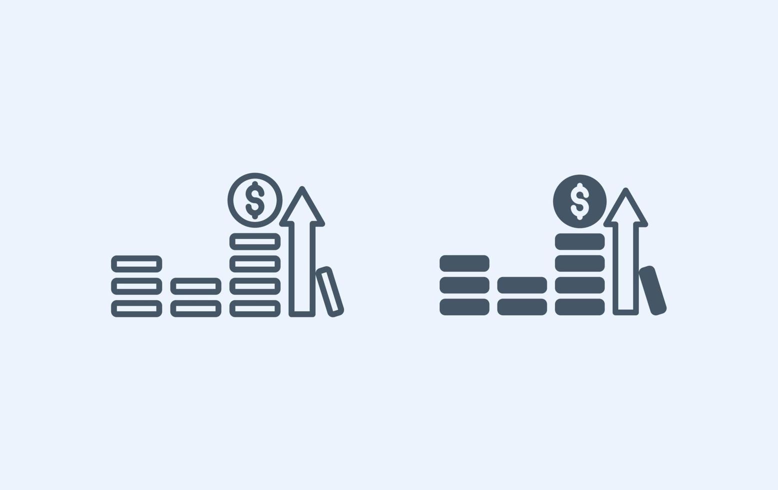 esquema de icono de crecimiento de dinero y estilo de glifo vector