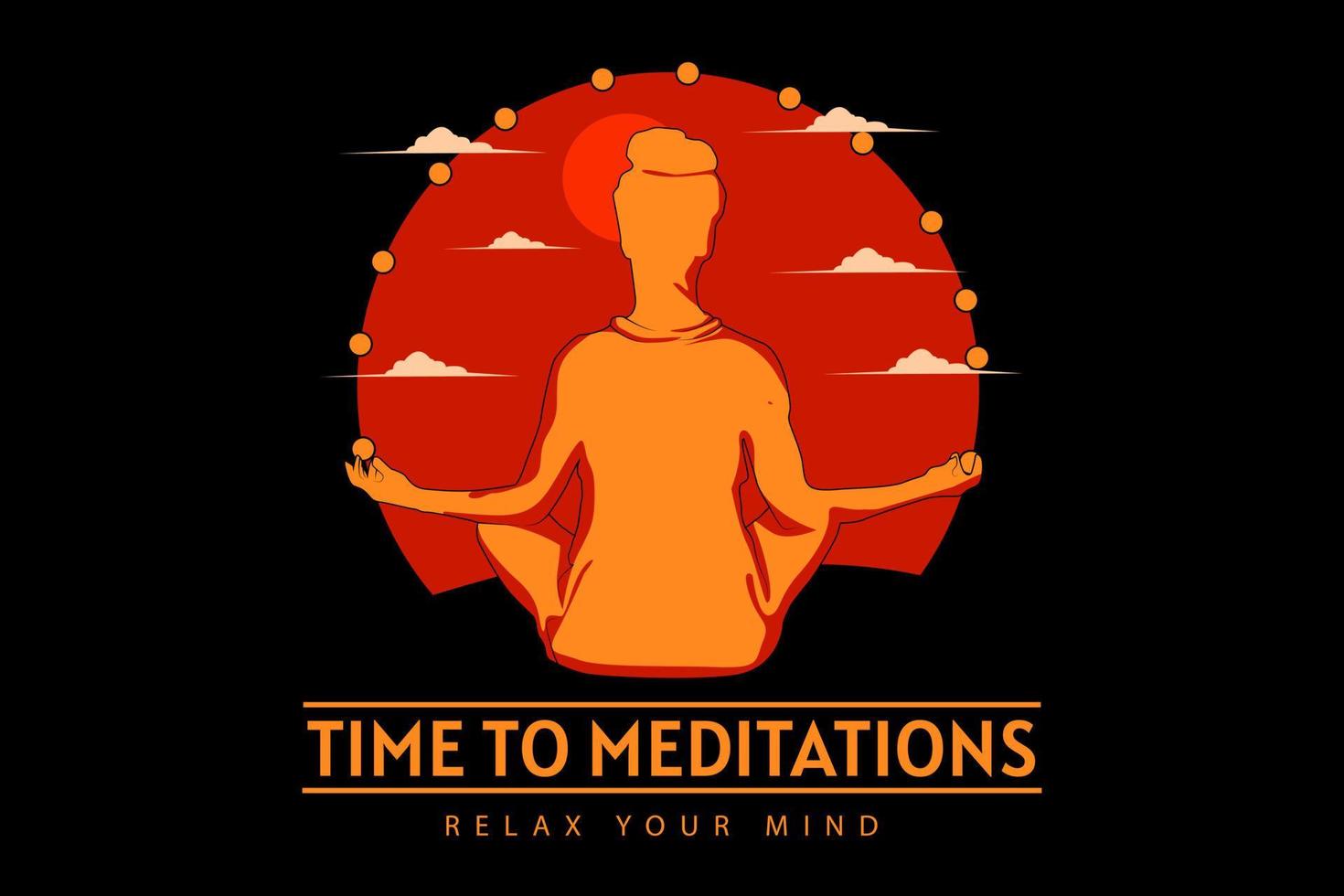time to meditations silhouette retro design vector