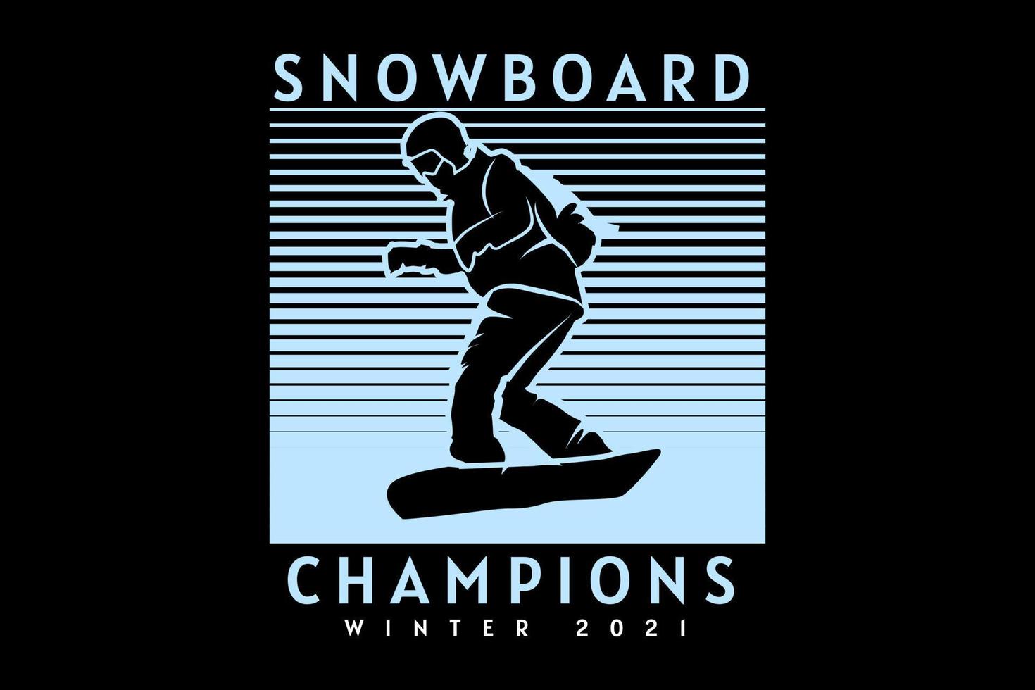 snowboard champions silhouette design vector