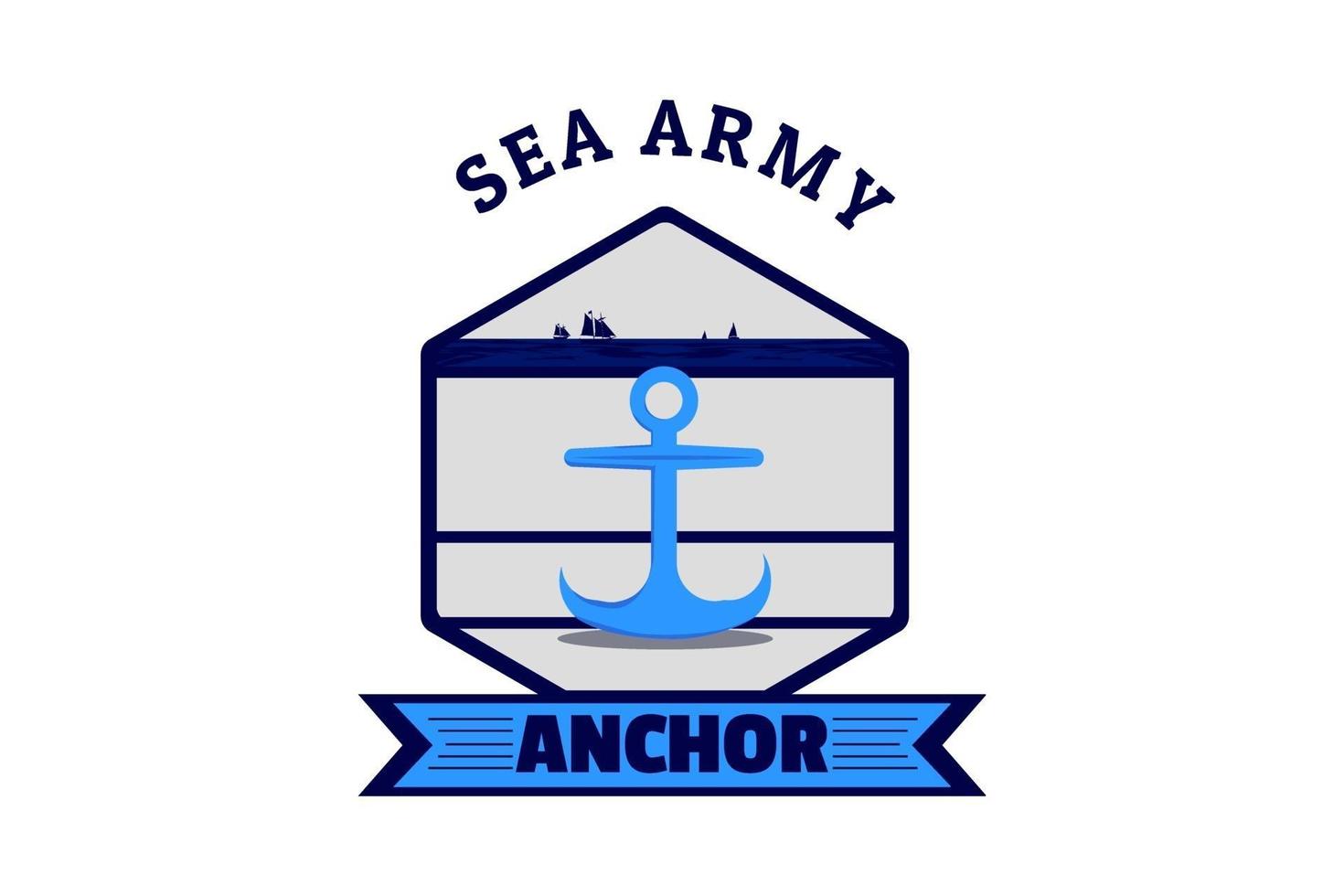 sea army silhouette vintage design vector