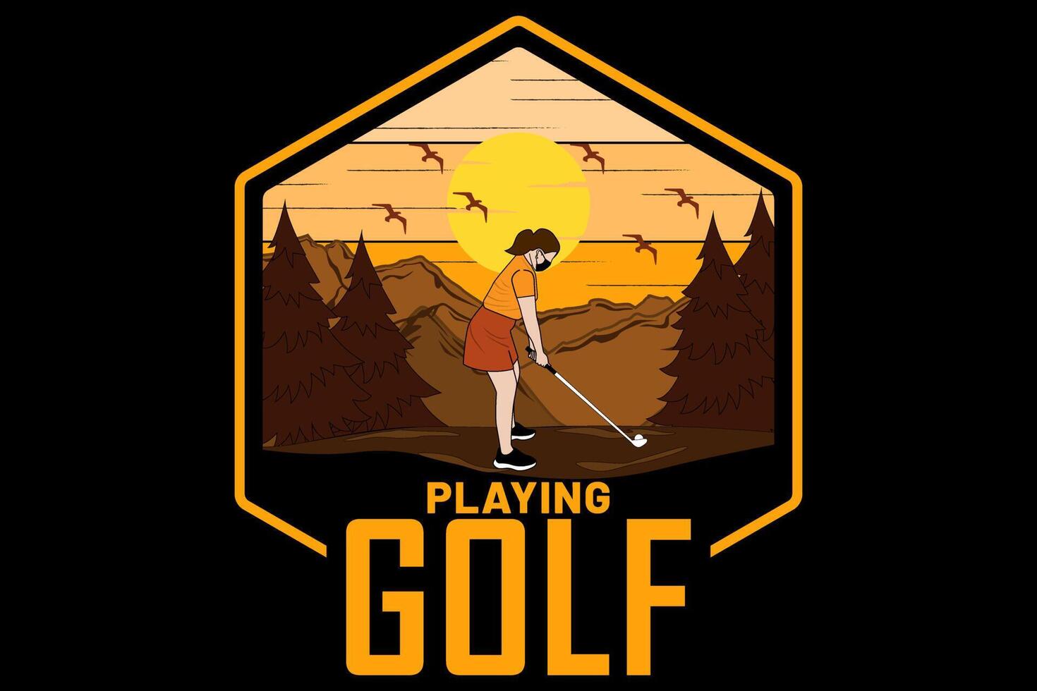 jugando golf diseño vintage retro vector