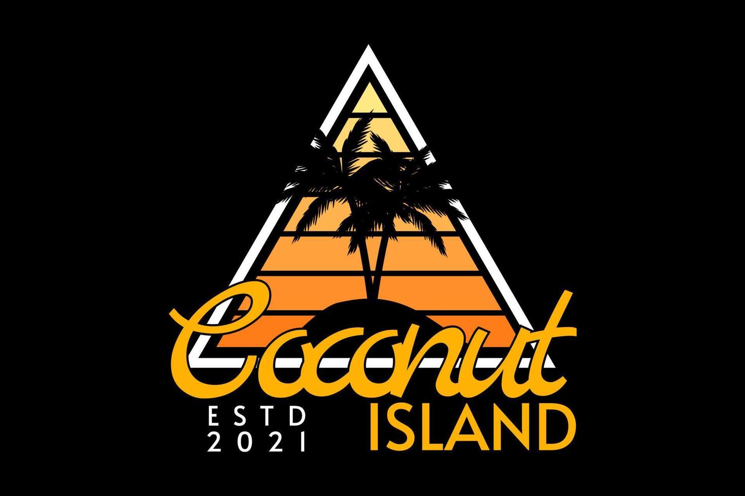 coconut island silhouette retro design vector