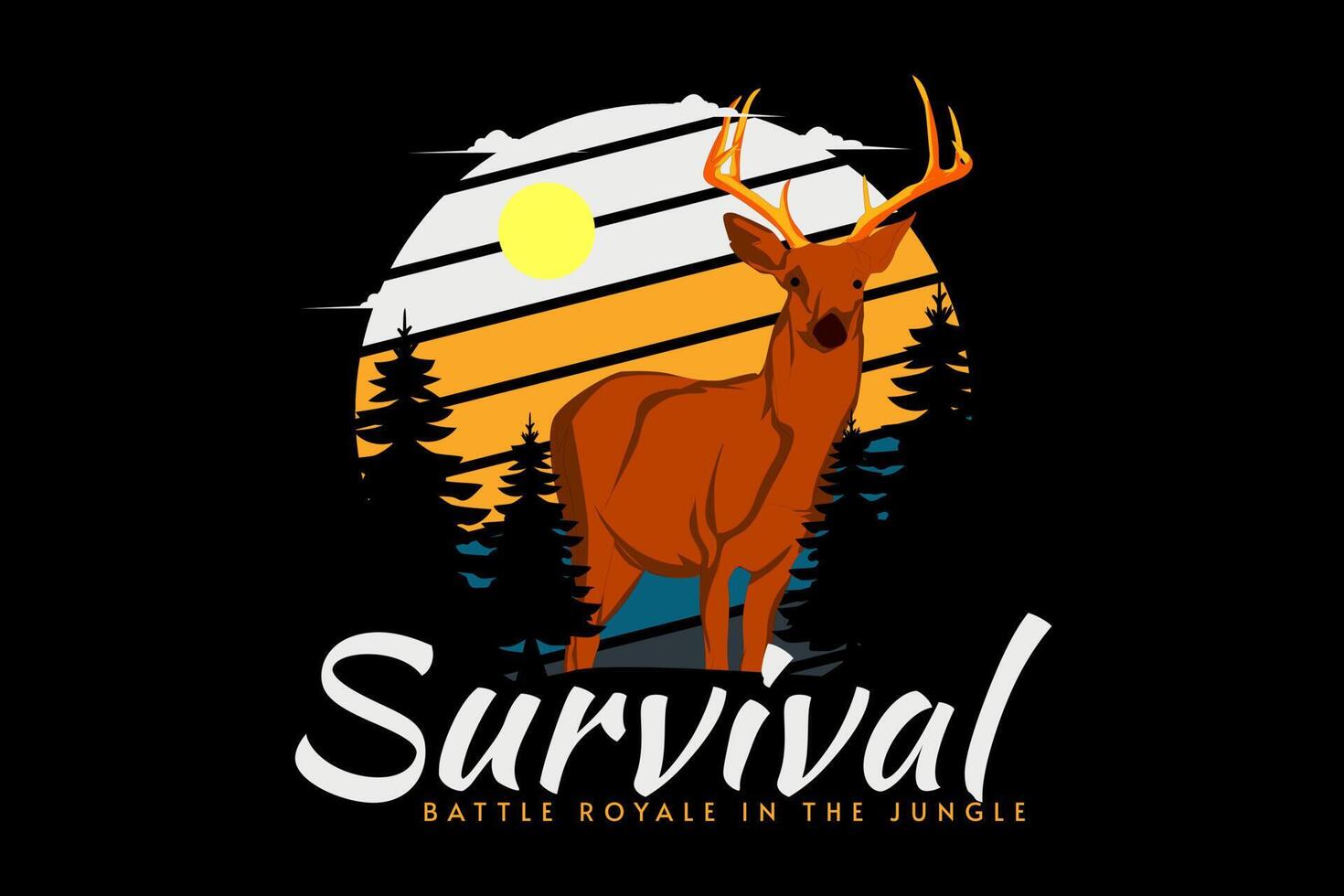 survival in the jungle retro design vector