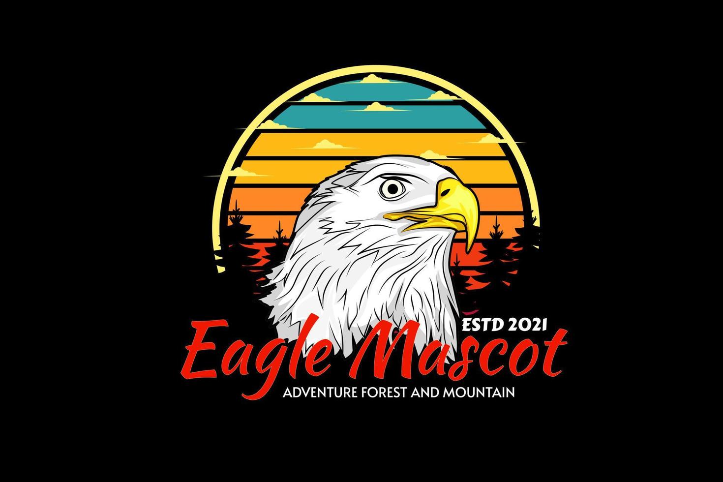 eagle mascot retro design vector
