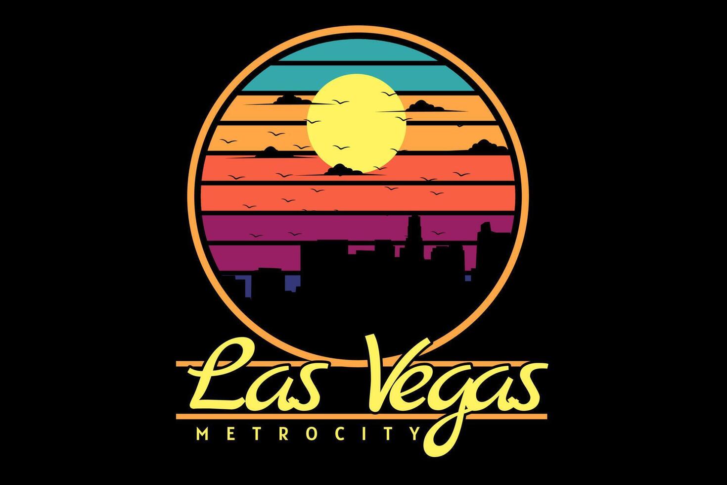 la vegas metro city retro design vector