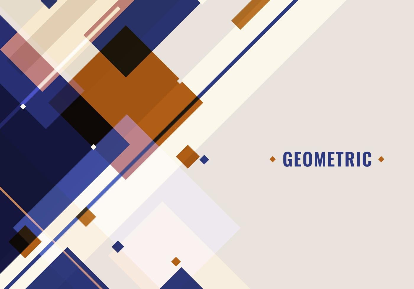 Plantilla abstracta formas de cuadrados geométricos azules y marrones que se superponen en el concepto de tecnología de fondo blanco vector