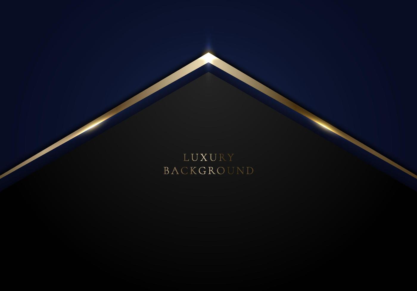 Abstract template black and shiny golden arrow on dark blue background luxury style vector