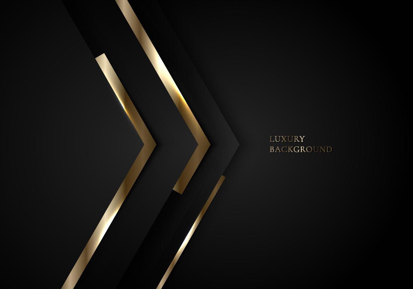 Abstract modern template design 3D black and gold arrow with lighting on dark background luxury style vector