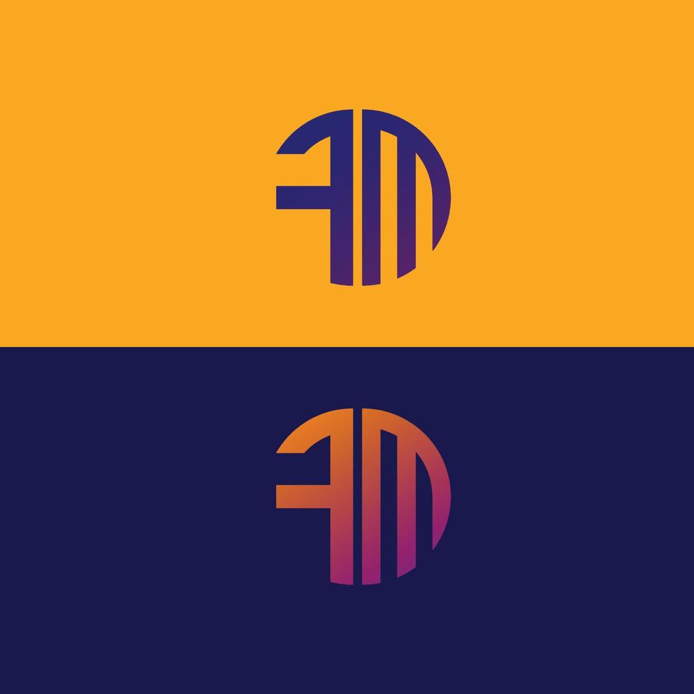 FM letter logo vector template Creative modern shape colorful monogram Circle logo company logo grid logo