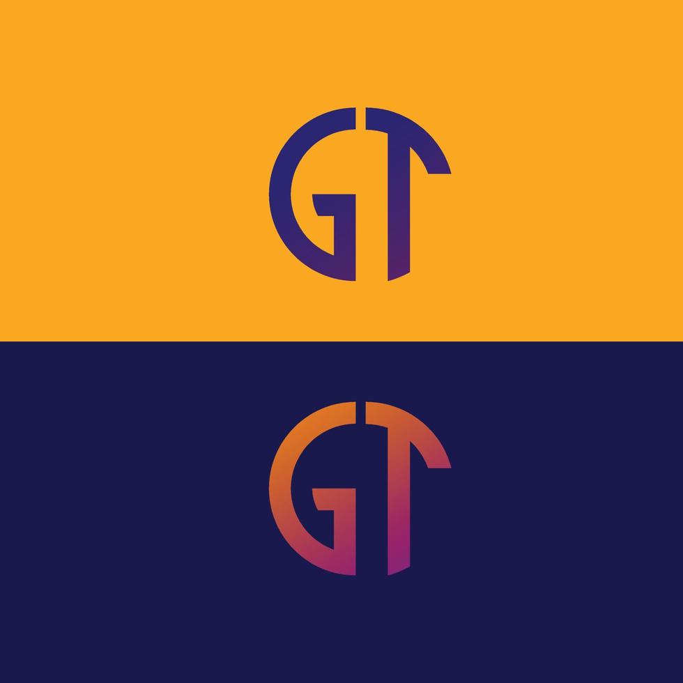 Plantilla de vector de logotipo de letra gt forma moderna creativa colorido monograma logotipo de círculo logotipo de la empresa logotipo de cuadrícula