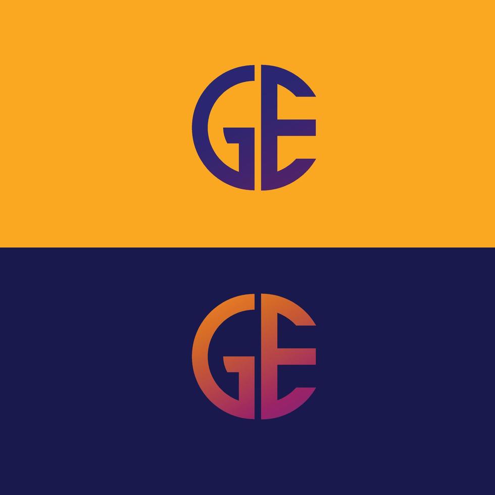 GE letter logo vector template Creative modern shape colorful monogram Circle logo company logo grid logo