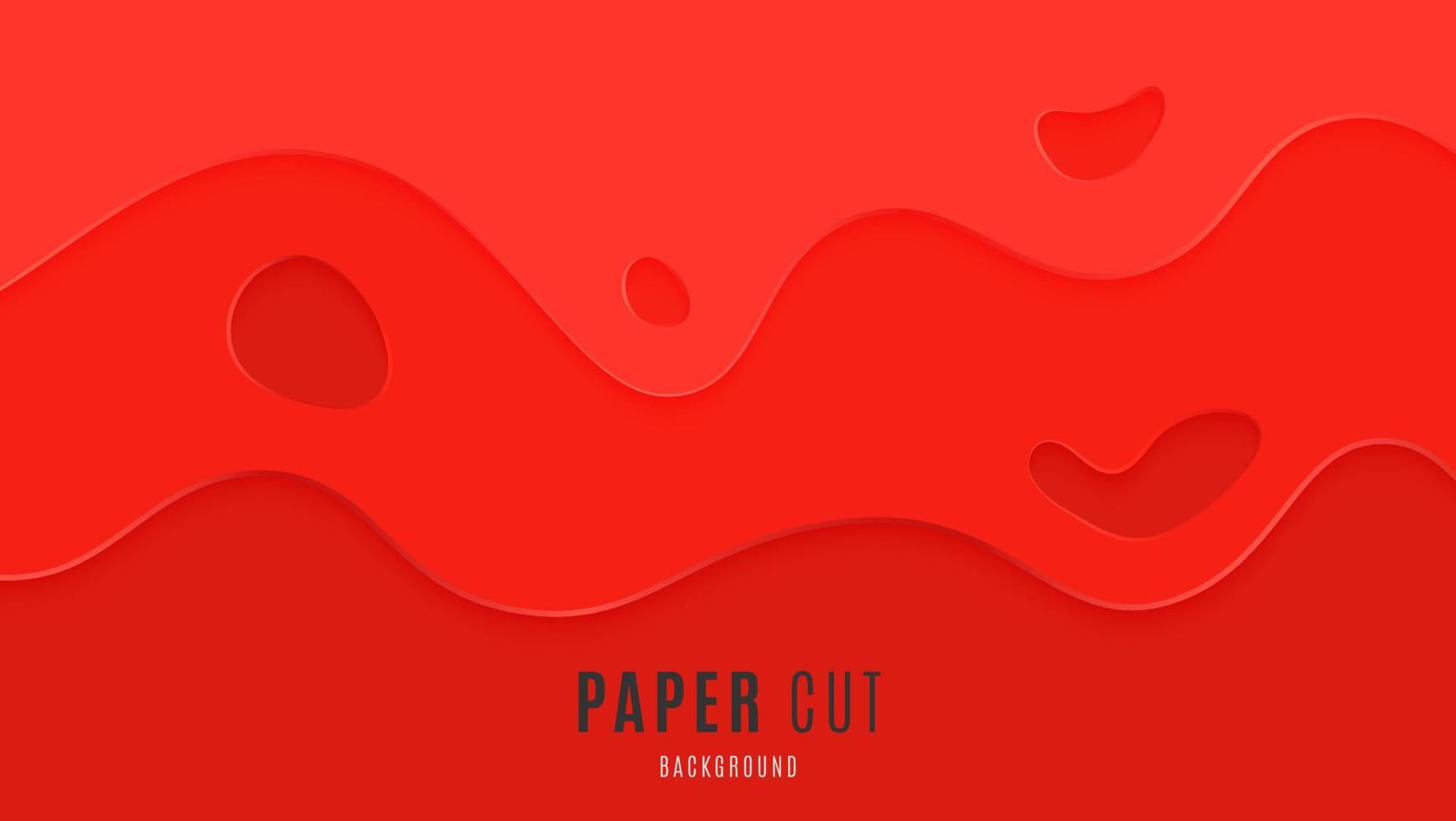 Modern Abstract Dynamic Red Waves Papercut Style Background Design vector