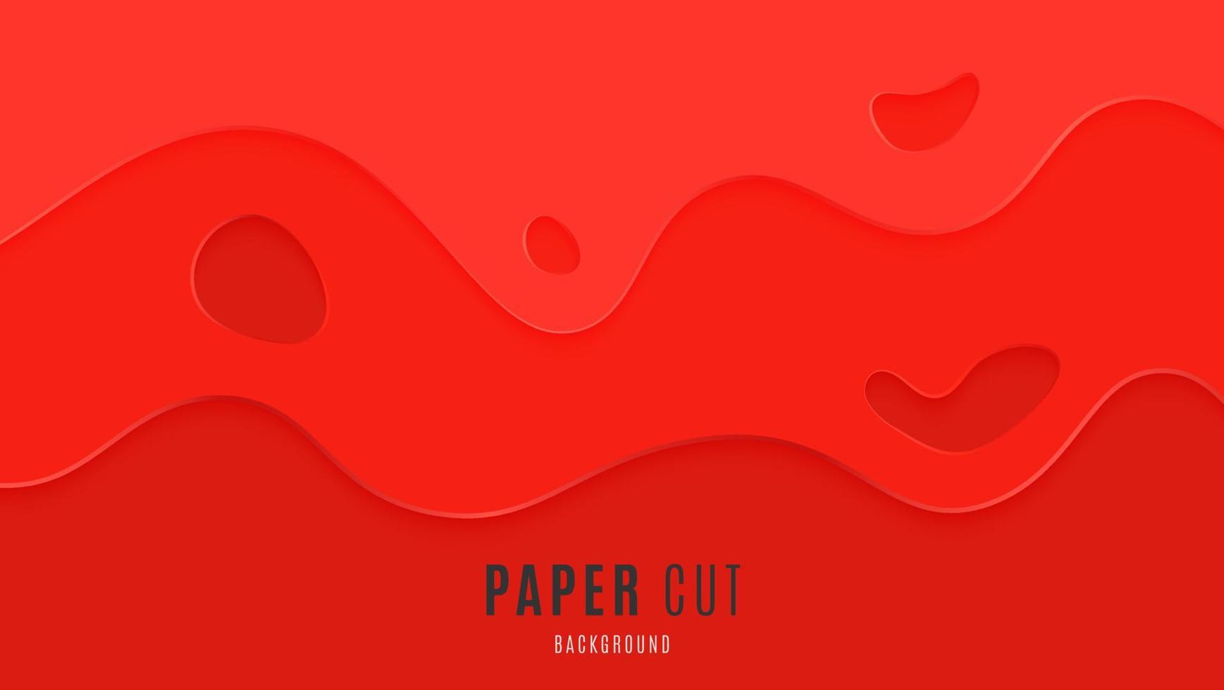 Diseño de fondo de estilo papercut de ondas rojas dinámicas abstractas modernas vector