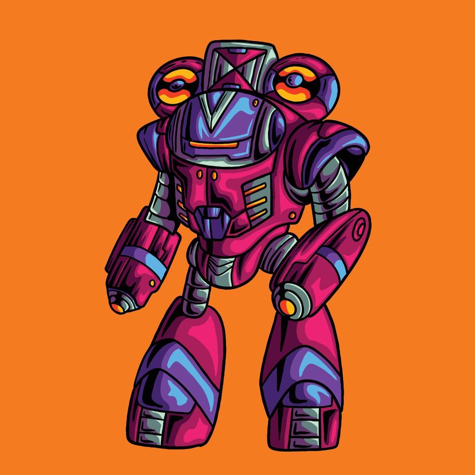 Red buster mehca robot warrior character vector