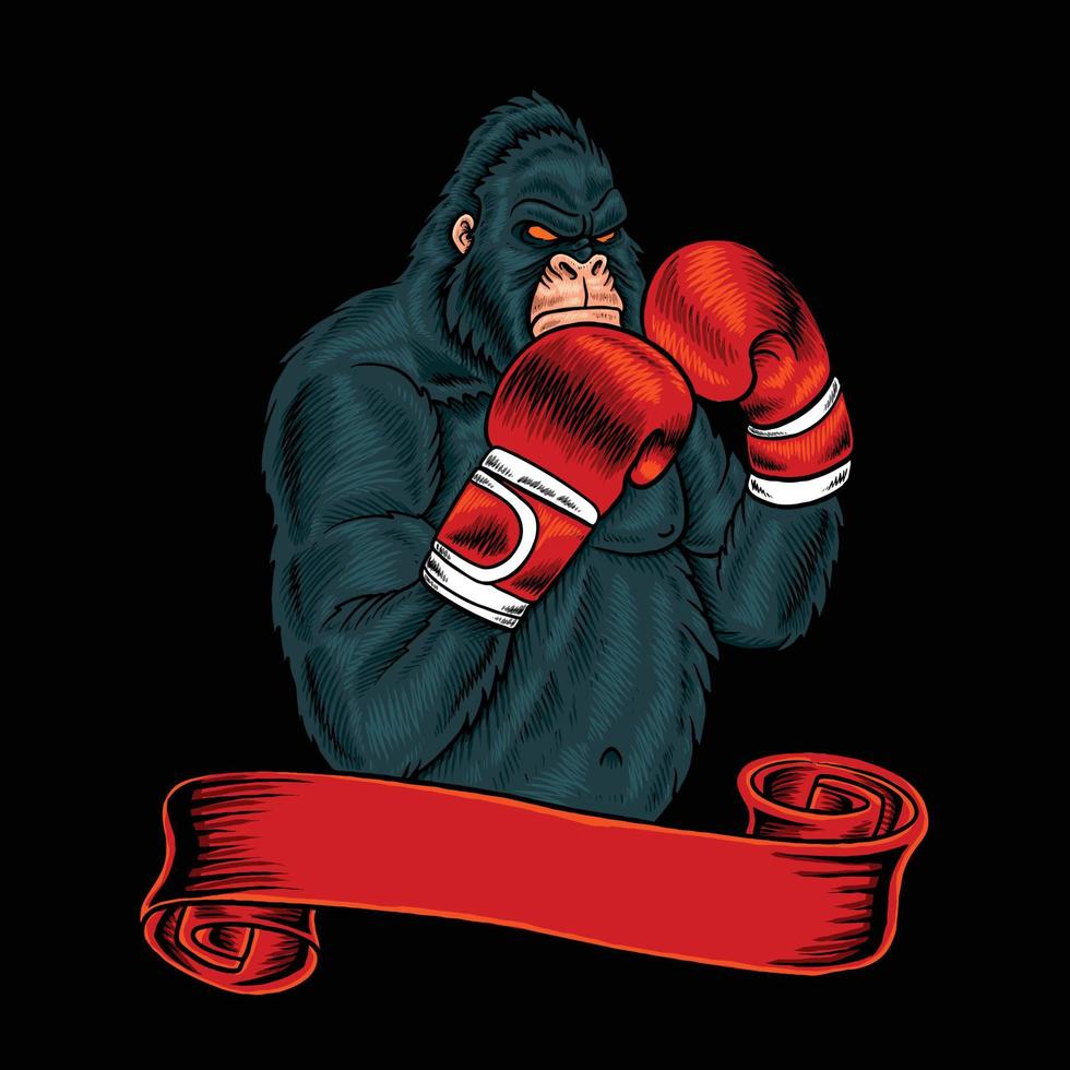 Angry Gorilla with boxing outfit vector