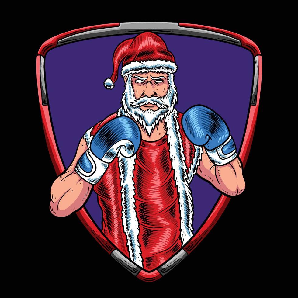 navidad santa con traje de campeón de boxeo vector