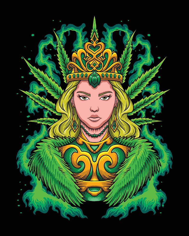 Royal marijuana queen illustration vector