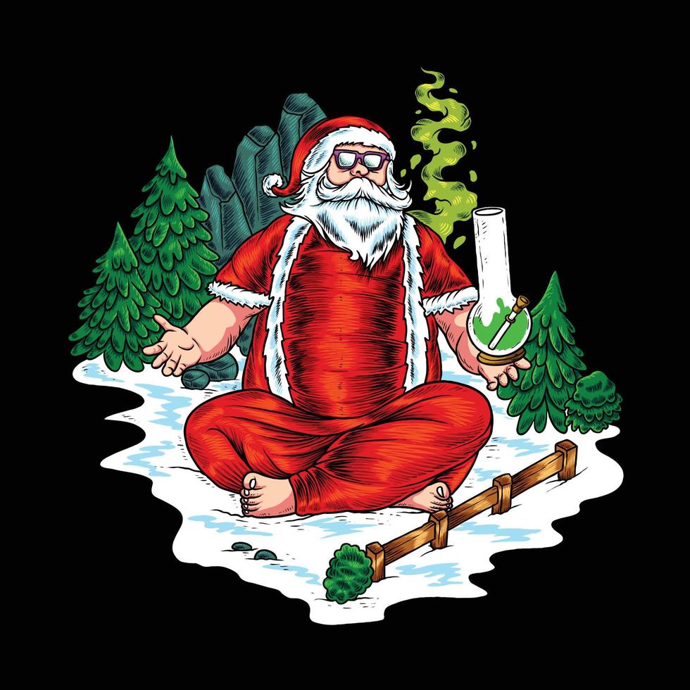 Christmas Santa chill and smoke in snow vector