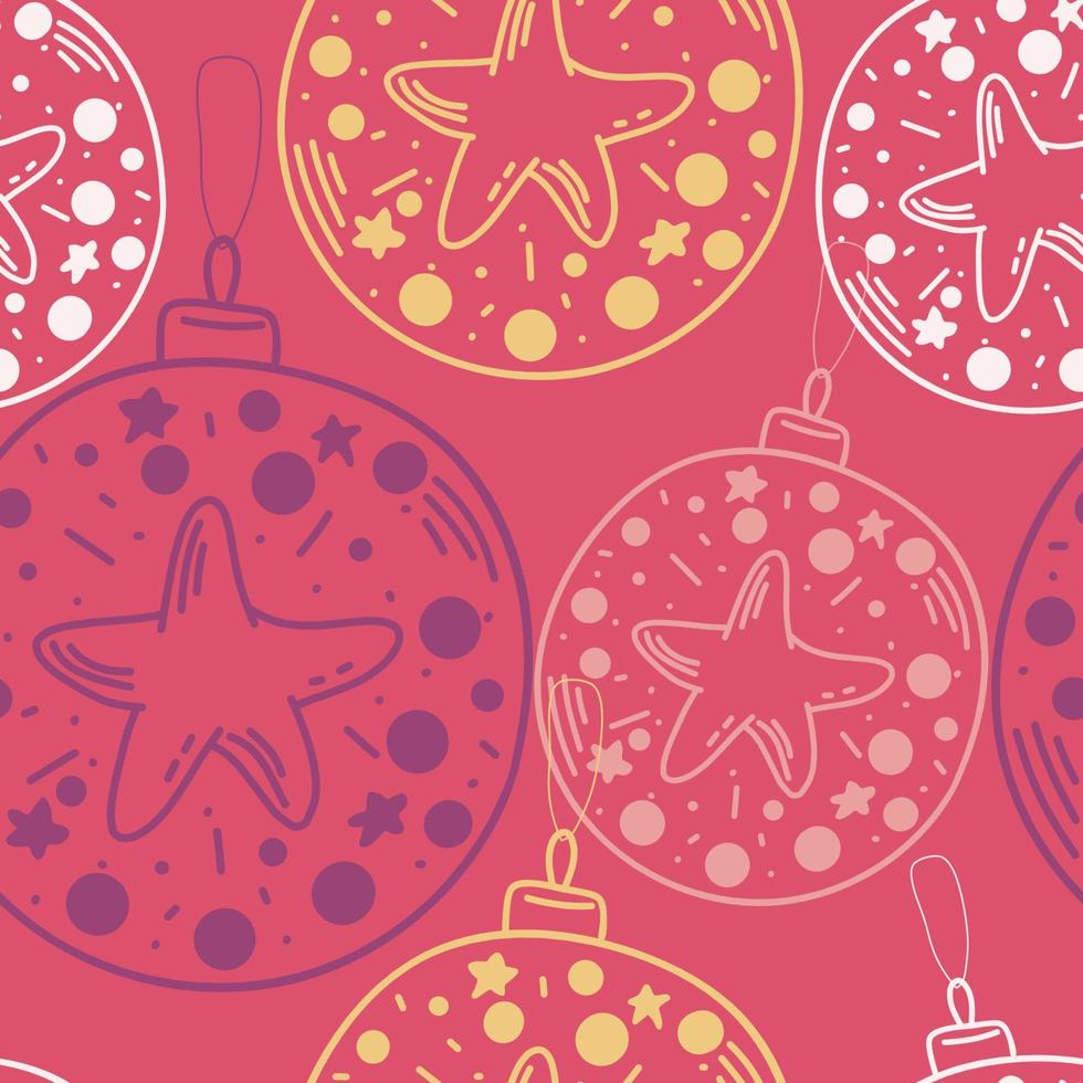 Seamless pattern with Christmas balls. hand drawing on red. hand drawing. doodle vector