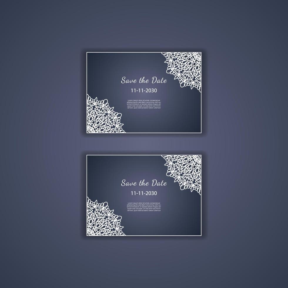 Tarjetas o invitaciones con adornos de mandala étnicos tribales, patrón geométrico floral garabato para boda, novia, día de San Valentín, tarjeta de felicitación o invitación de cumpleaños. fondo colorido decorativo vector