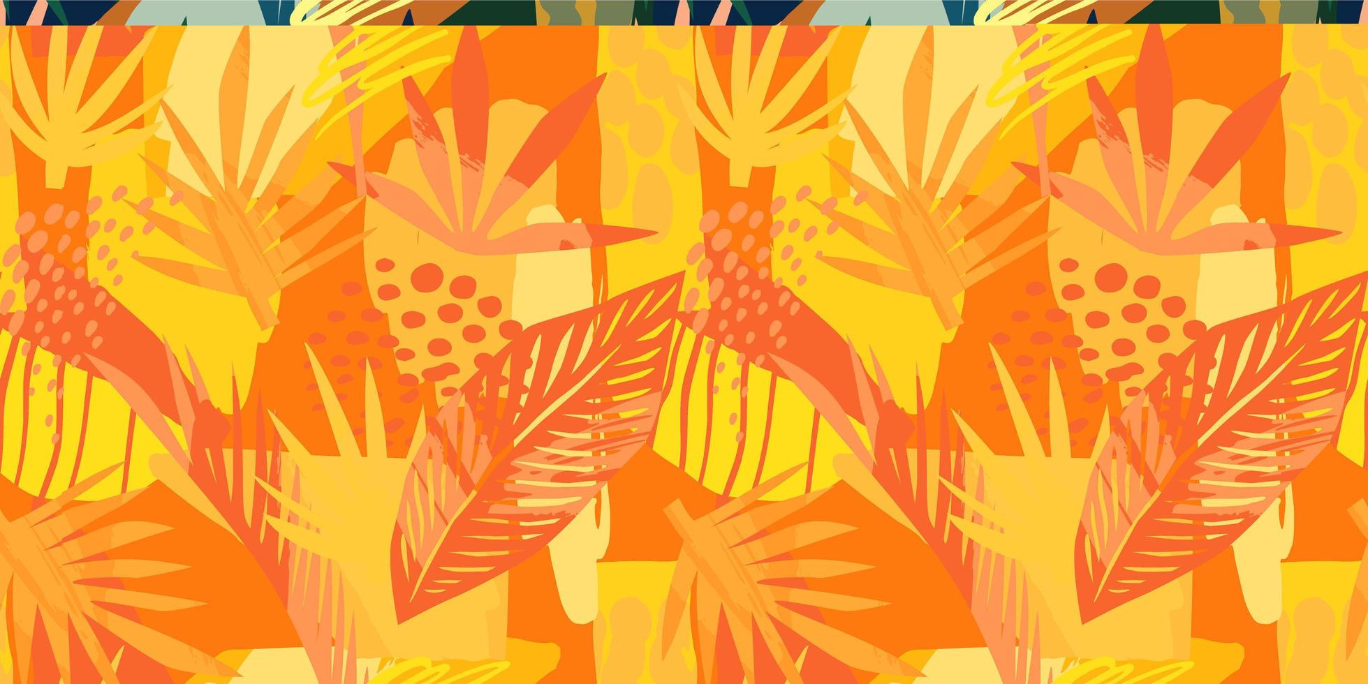 Abstract art seamless pattern with tropical leaves. vector
