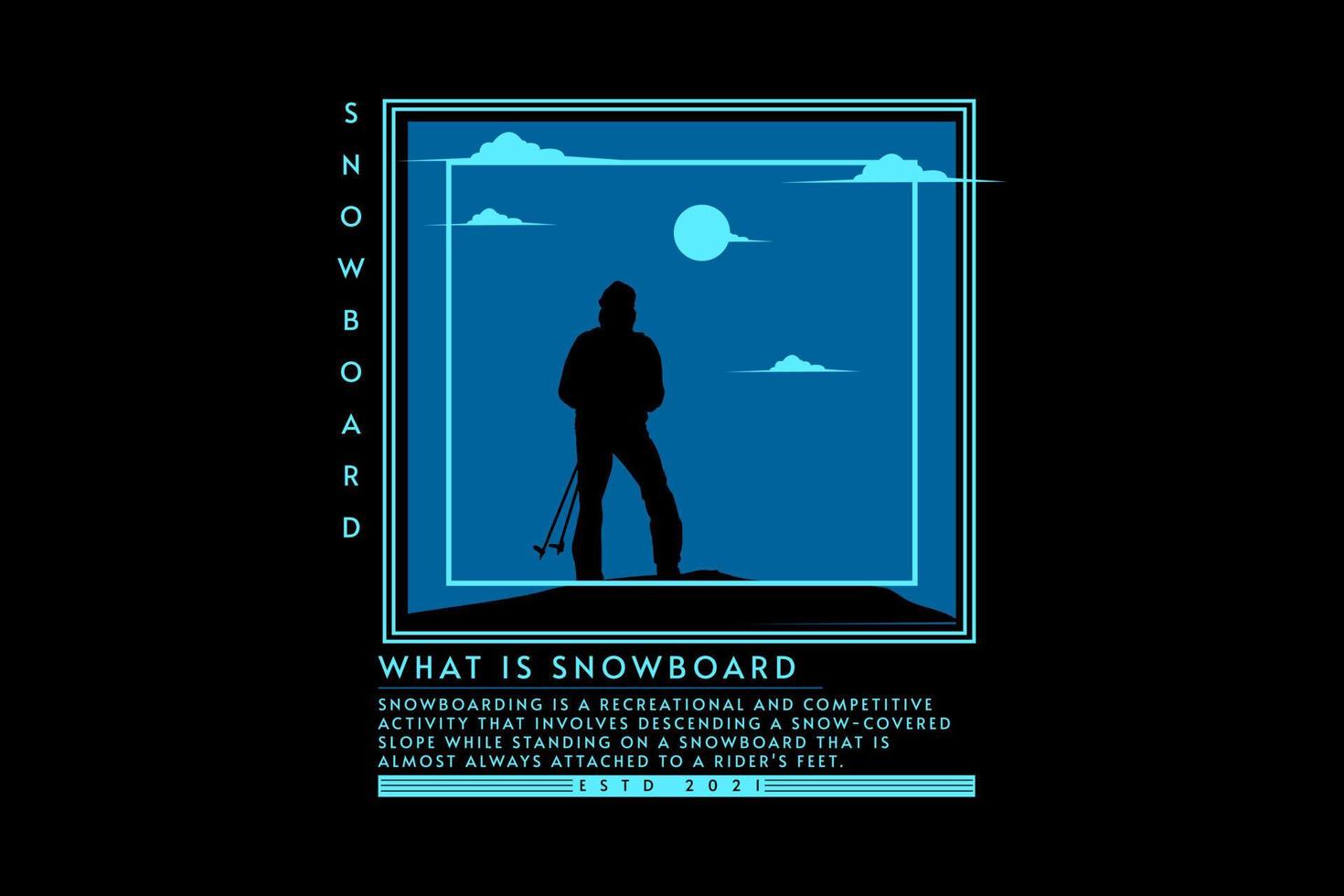 what is snowboard silhouette street retro design vector