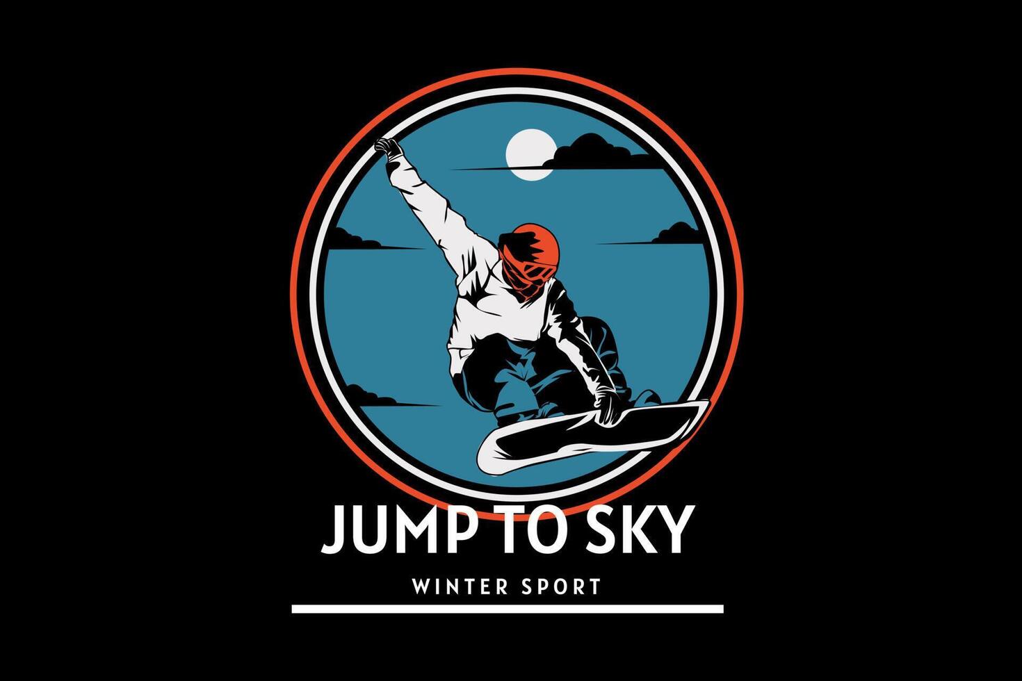 jump to sky silhouette retro design vector