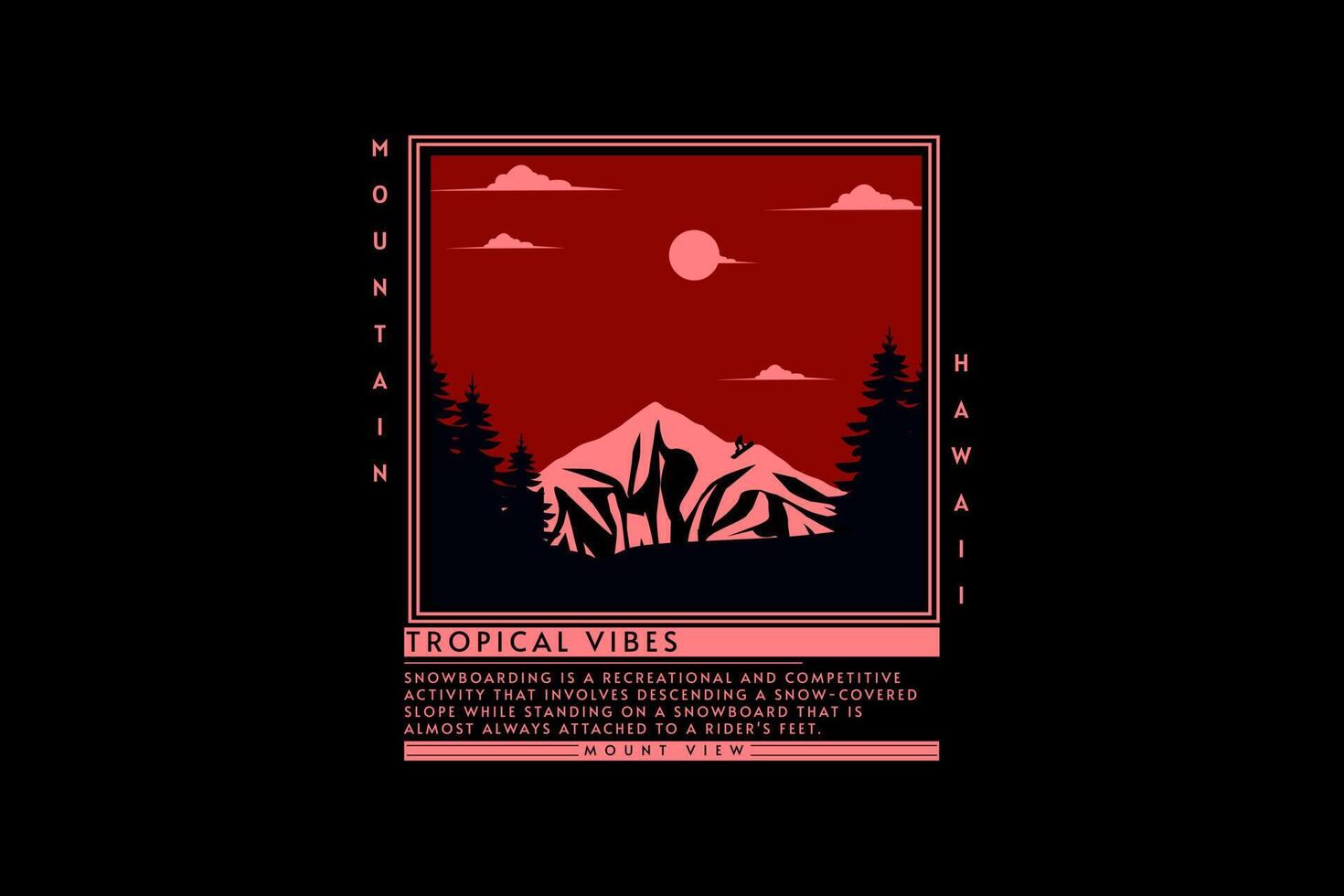 mountain tropical vibes retro design vector