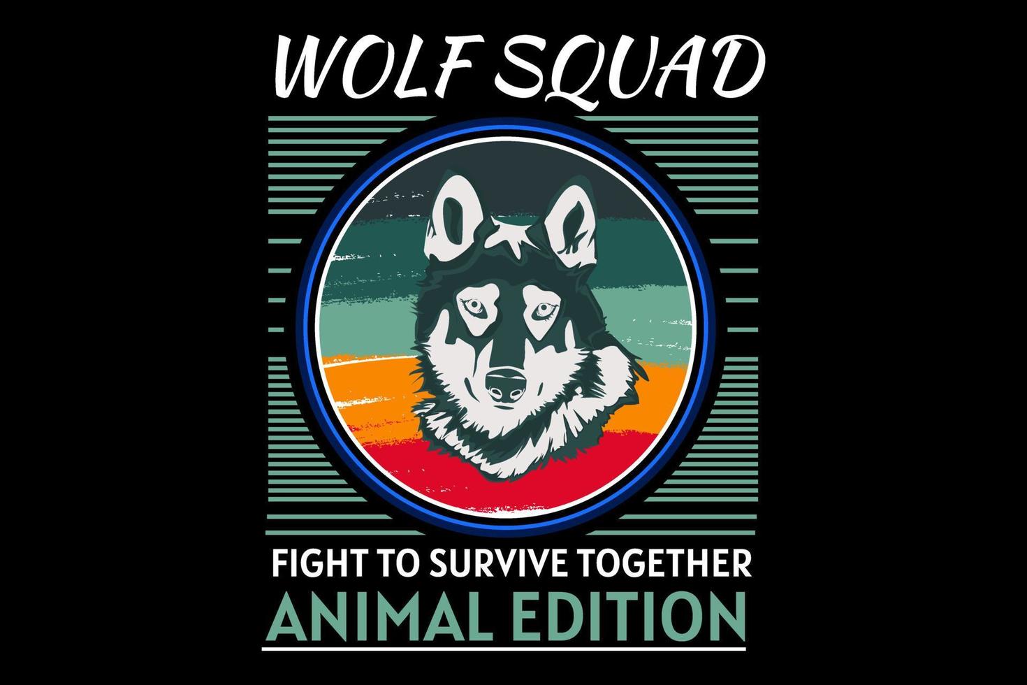 wolf squad retro design vector