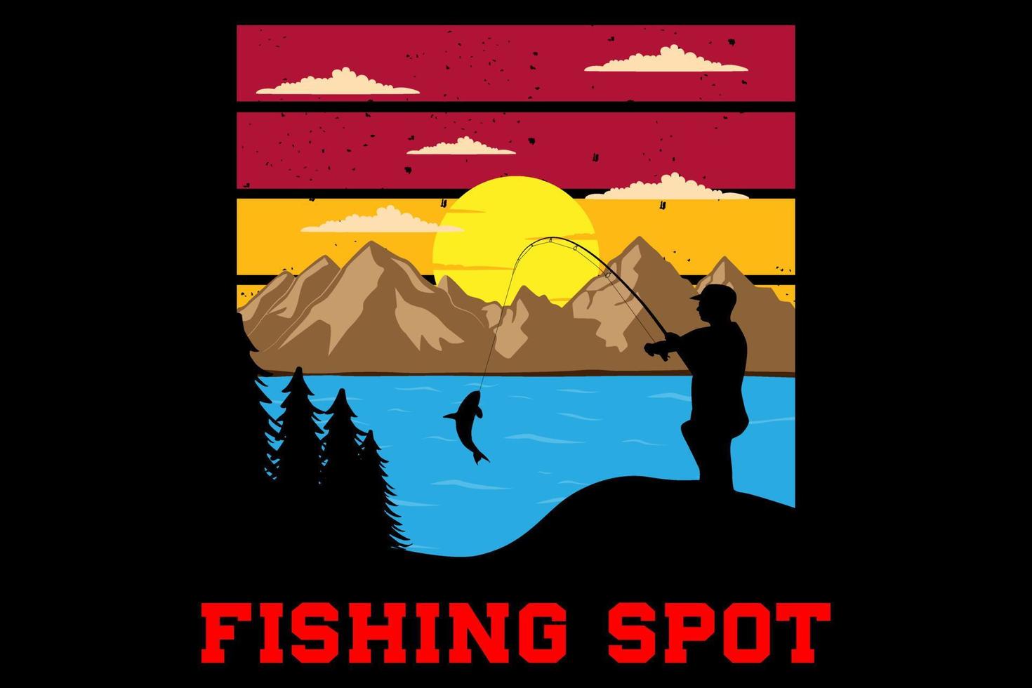 diseño de lugar de pesca vintage retro vector