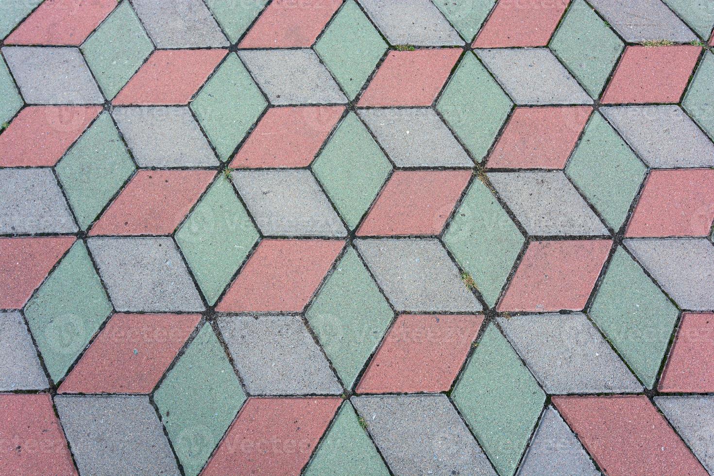 Paving slabs are lined with abstract 3d pattern. photo